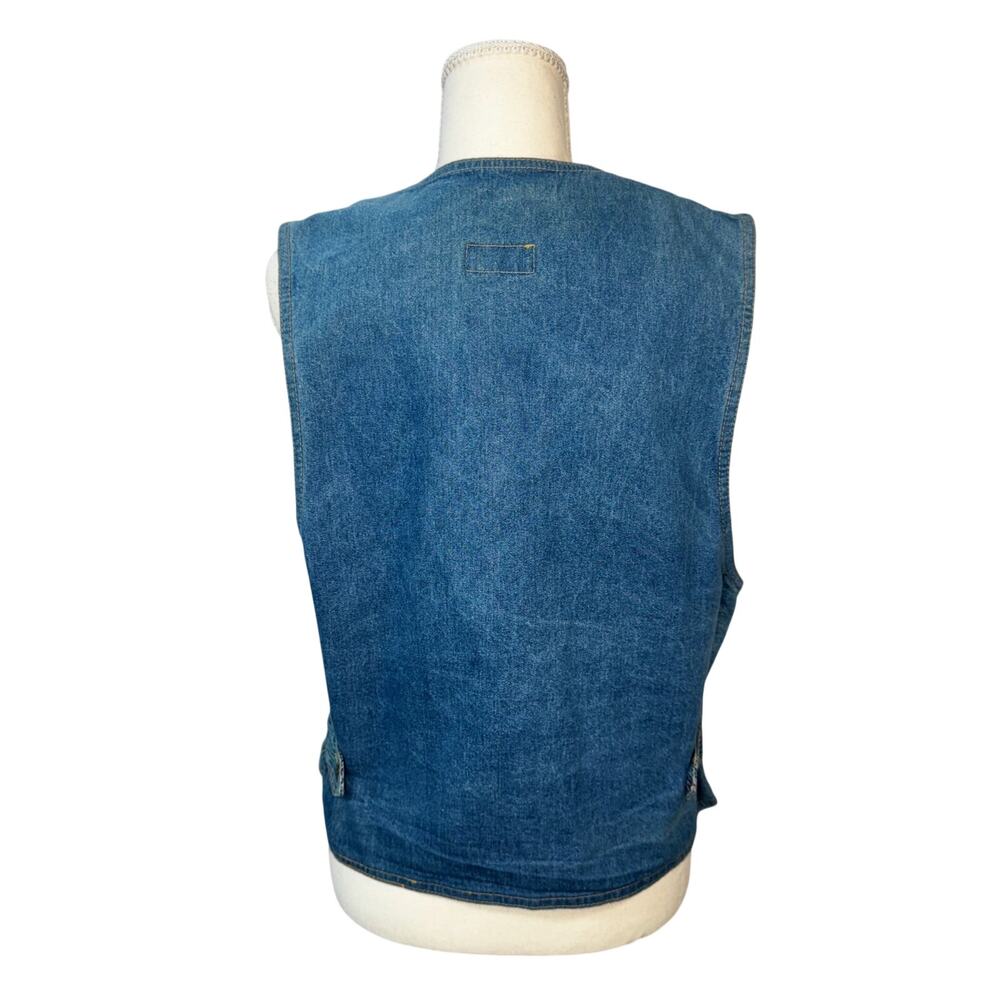 90s Multicolor Stripe Vest Small Denim Boho Indie Button Hippie Western Festival - Picture 3 of 16